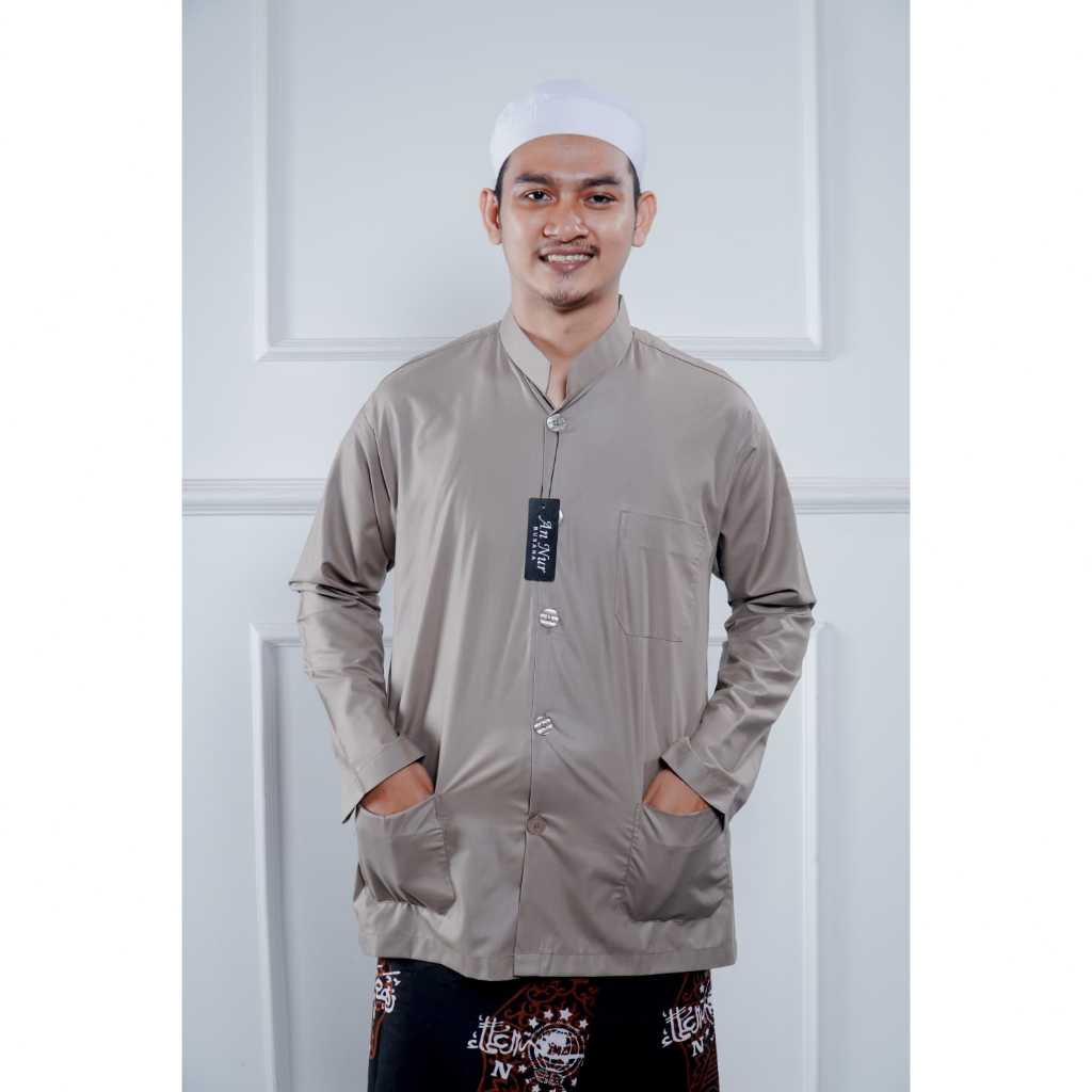 Baju koko pria dewasa haibah lengan panjang polos Annur Busana