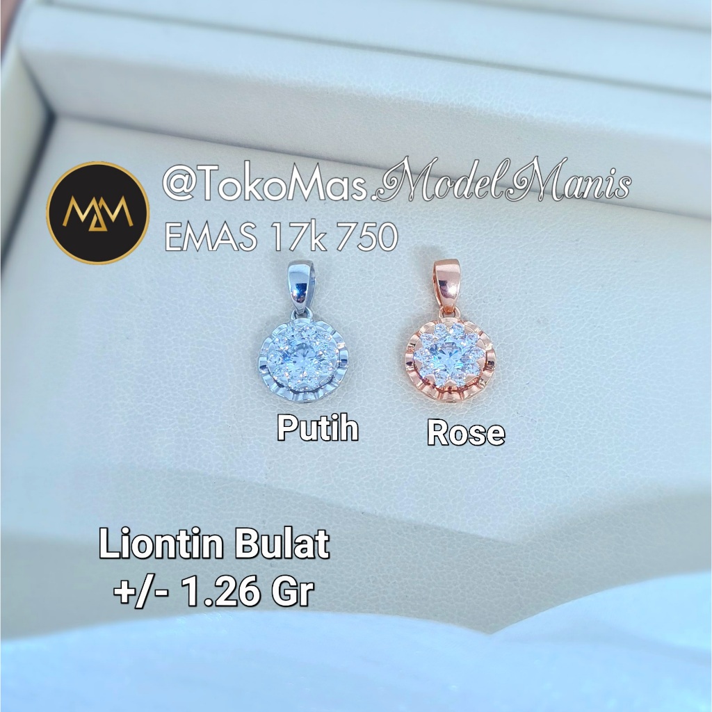 Liontin Roxe emas putih kombinasi rose gold kadar 750