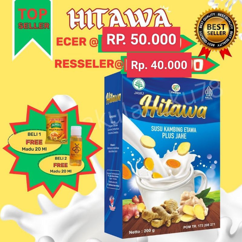 

(FREE MADU) (EXP LAMA) HITAWA 200GR SUSU KAMBING ETAWA PLUS JAHE UNTUK MEREDAKAN NYERI SENDI DAN TULANG