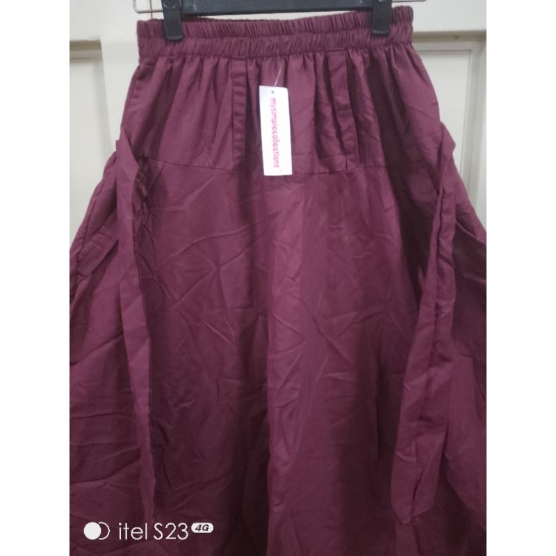 rok payung lebar / rok katun panjang / polos