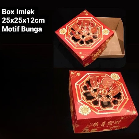 

5 Pcs Box Packaging Brownies Hampers Imlek Motif Bunga Ukuran 25 x 25 x 12cm