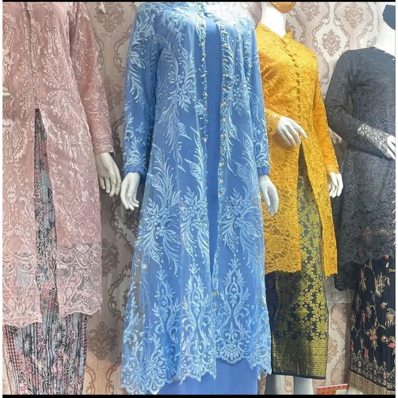 Gamis outer Ayana Tulle bordir Payet mutiara