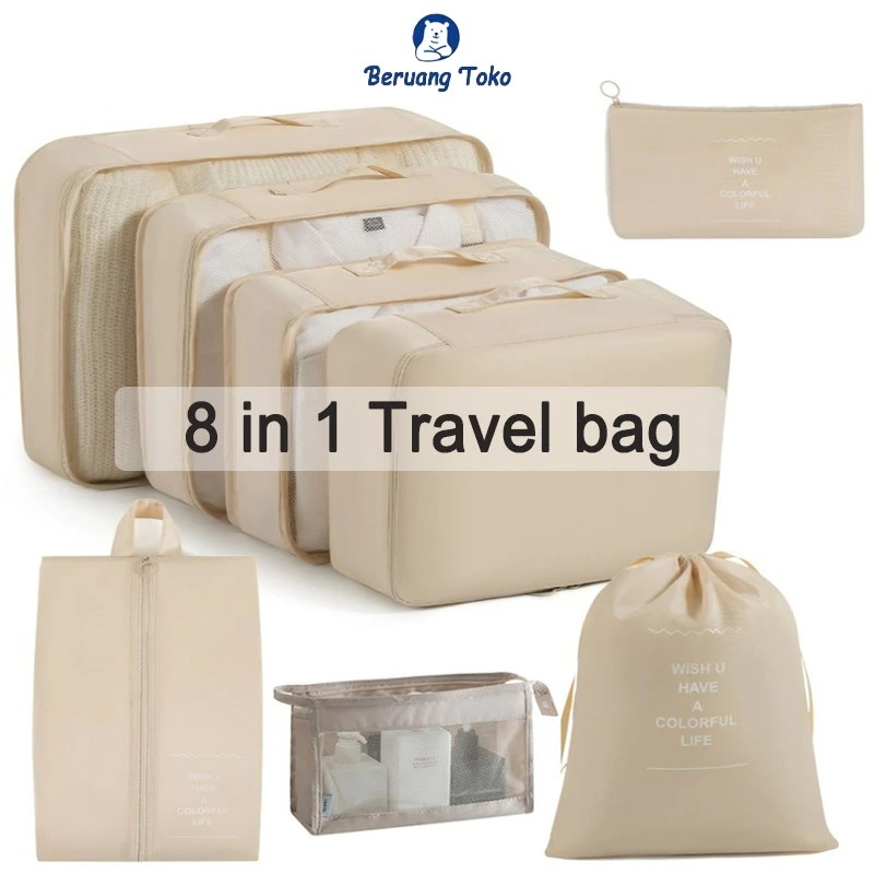 8in1 Tas Storage Bag Set Travel Storage Bagasi Berkapasitas Besar Dan Tas Organizer Pakaian For Bett