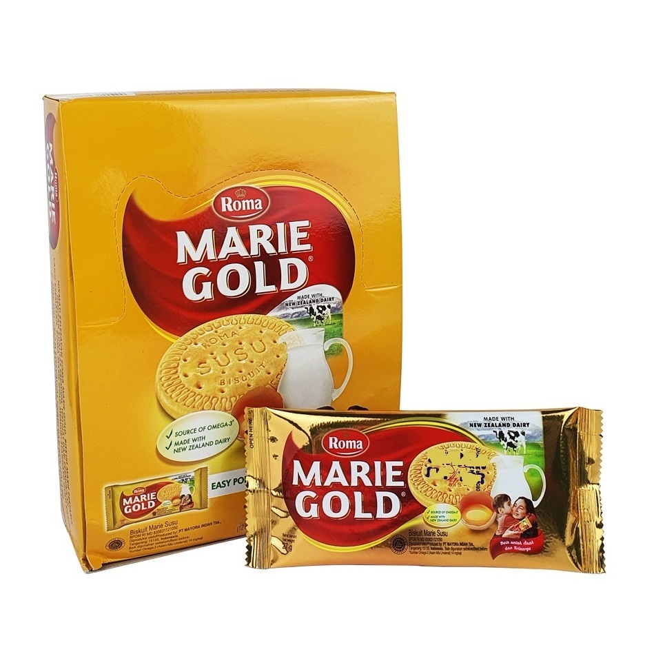 

Biskuit Roma Marie Gold (Kemasan Box isi 12 @ 20 gram)