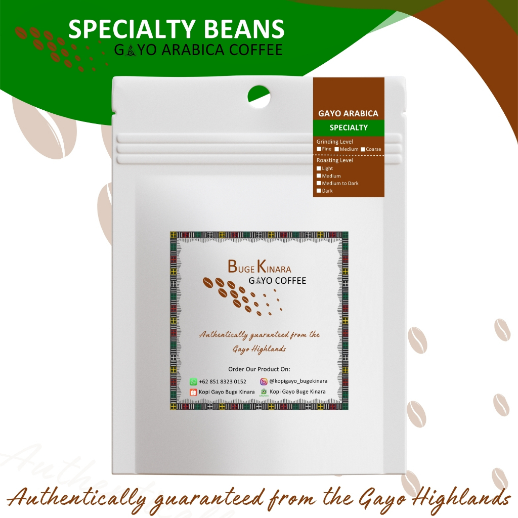 

Kopi Arabika Gayo Specialty Beans - Bubuk Kopi (Powder)/Roasted Beans - Buge Kinara Gayo Coffee | 100% Original dari Dataran Tinggi Gayo