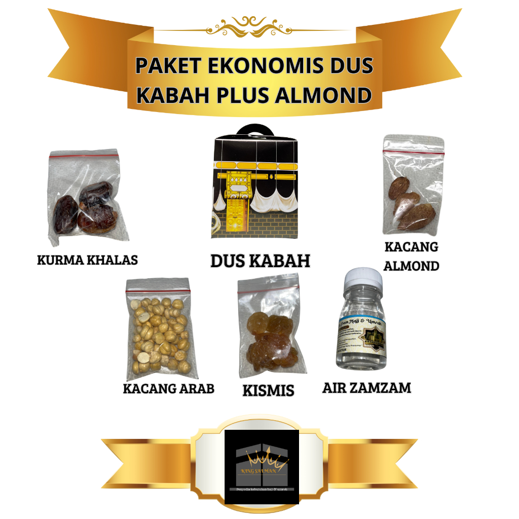 

Oleh-Oleh Haji dan Umroh paket ekonomis dus kabah plus Kacang Almond plus Air Zamzam
