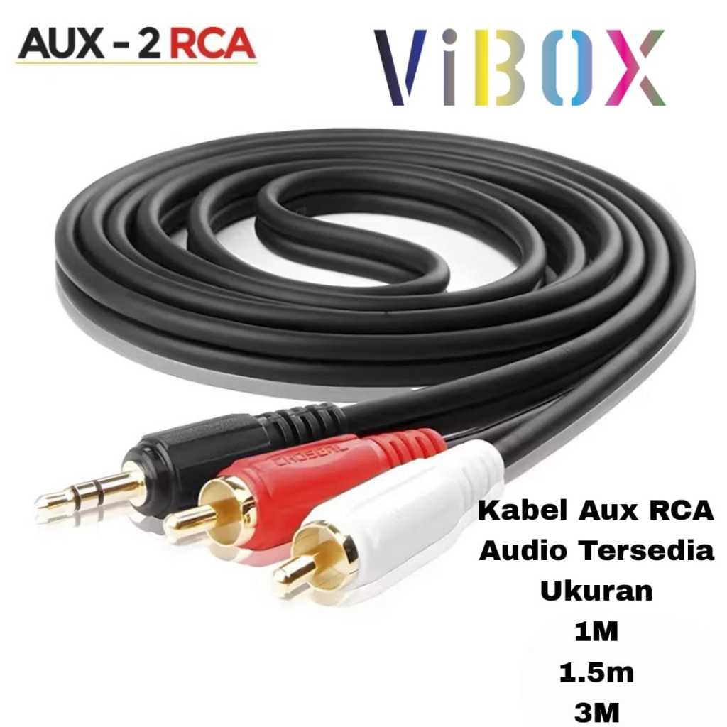 Promo Kabel Aux Vibox Rca 2x1 ( 1M/1.5M/3M/5M ) RS-21 Super Hf Audio Jack 3.5MM To Av Output
