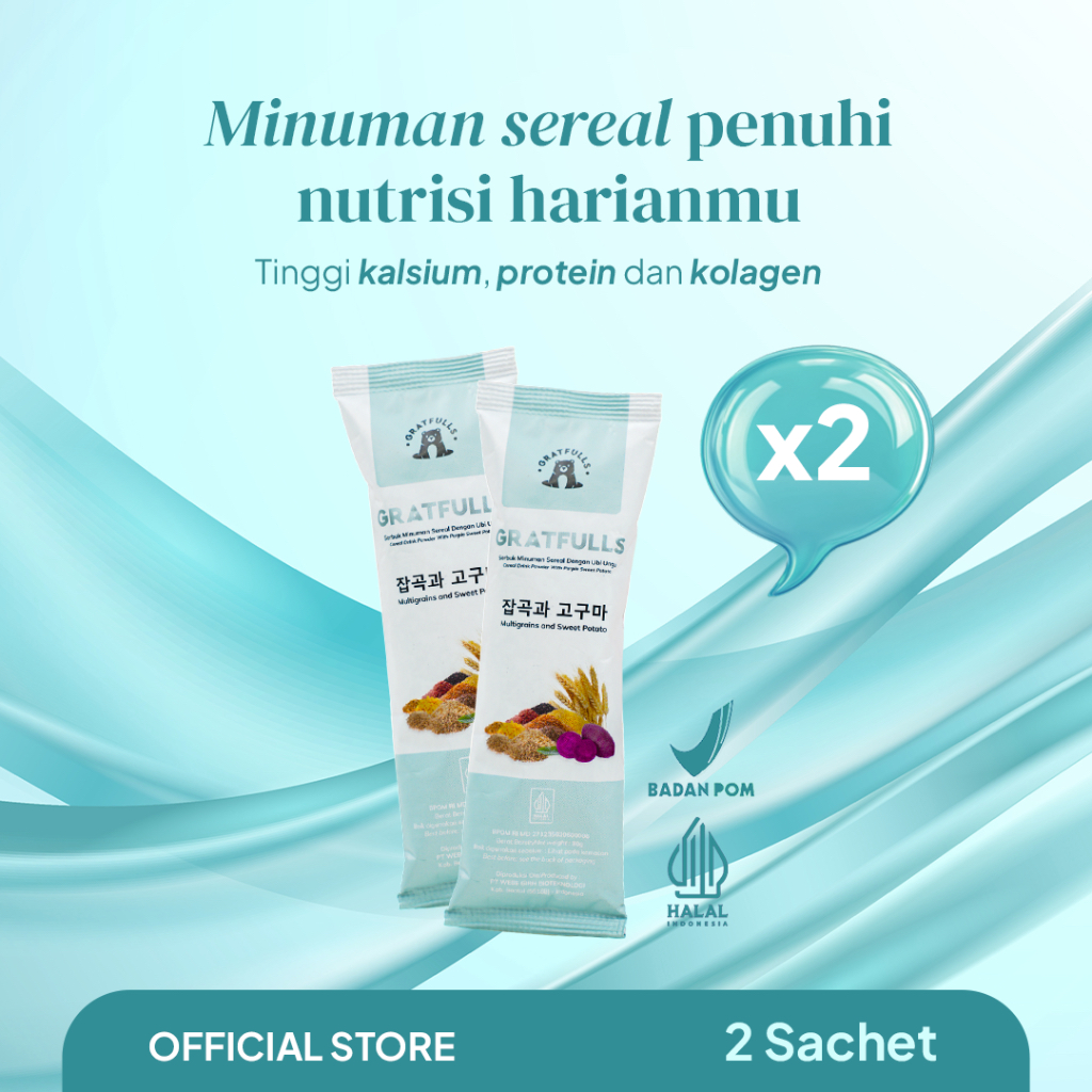 

Gratfulls Minuman Sereal | Susu Sereal Rendah Kalori, Tinggi Kalsium & Protein | -2 sachet