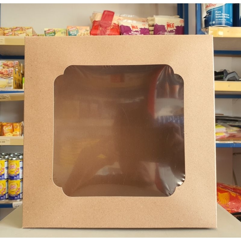 Kotak Kue Coklat 25Cm / Kotak Kue Jendela 25Cm / Kotak Kue Kraft 25Cm / Kotak Kue Kraft Jendela 25Cm