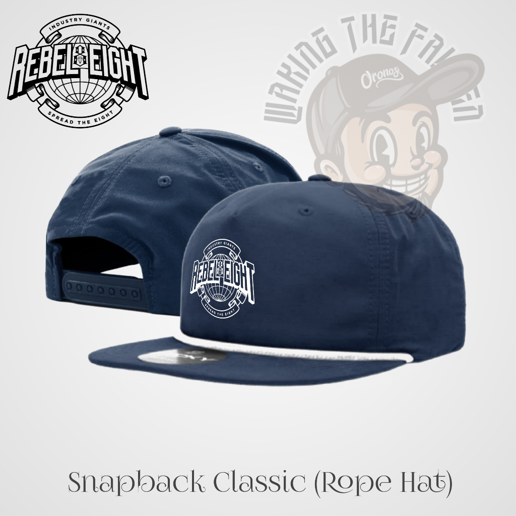 REBEL EIGHT  [ ROPE HAT ] VINTAGE CLASSIC SNAPBACK [ UNISEX ] ALL SIZE DEWASA