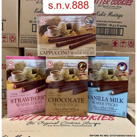 

[S.N.V] Wafer Kugi Sticks Roll Rasa Chocolate Cappucino Strawberry Netto 120 gr Coklat Dalamnya Lembut Lapisan Luarmya Gurih Nikmat Cemilan anak-anak dan Dewasa