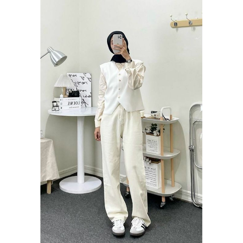 Vest Blazer Hitam wanita korea kekinian / Rompi jas blazer wanita stylis korea / Rompi Fashion musli