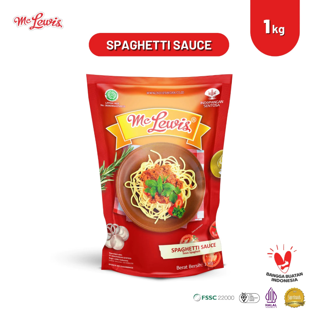 

Mc Lewis Spaghetti Bolognese Sauce - 1Kg dan Mc Lewis Spaghetti Bolognese Sauce -310 gr (citra rasa)