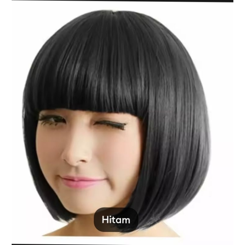 Wig pendek Lurus Wanita, Rambut pendek poni