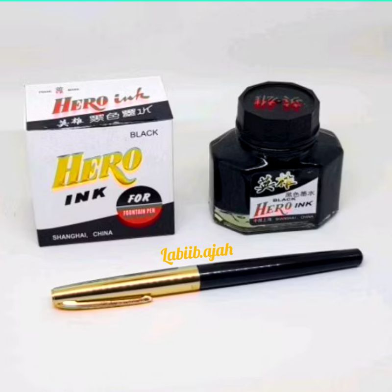 

paket Hemat fountain pen / pena HOVER dan tinta Hero 50Ml