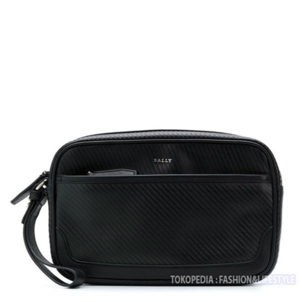 Tas Bally Men Caliros Clutch Bag All Black Wrislet