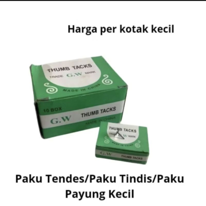 

ALUMAGADA PAKU TENDES/PAKU TINDIS/PAKU.PAYUNG KECIL HARGA PER 1 KOTAK KECIL