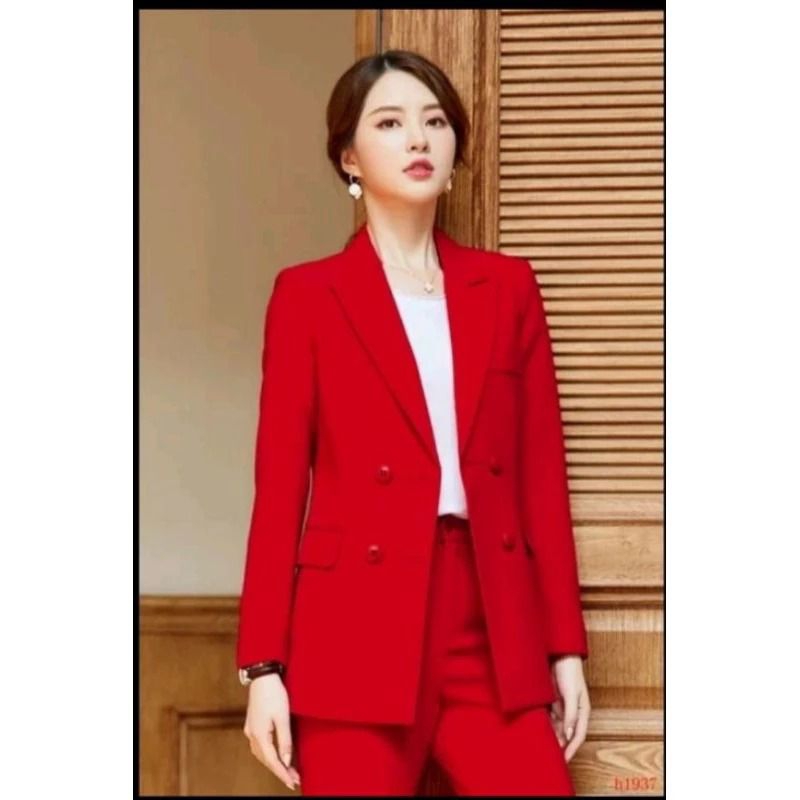 fuadifashion - [068] Helia Set - Setelan Blazer Wanita Model Kancing 4 | Setelan Jas Celana Wanita |