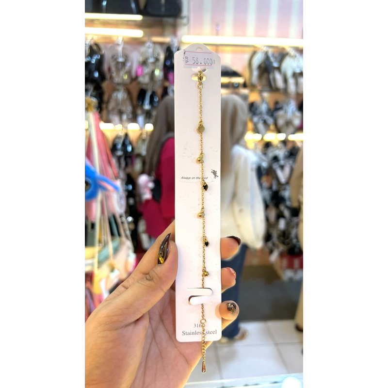 GELANG RANTAI TITANIUM HATI HITAM