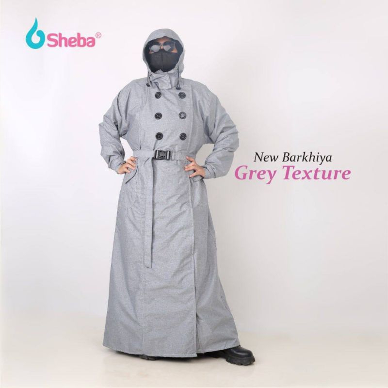 Jas Hujan Gamis Muslimah SHEBA New Barkhiya Grey Texture
