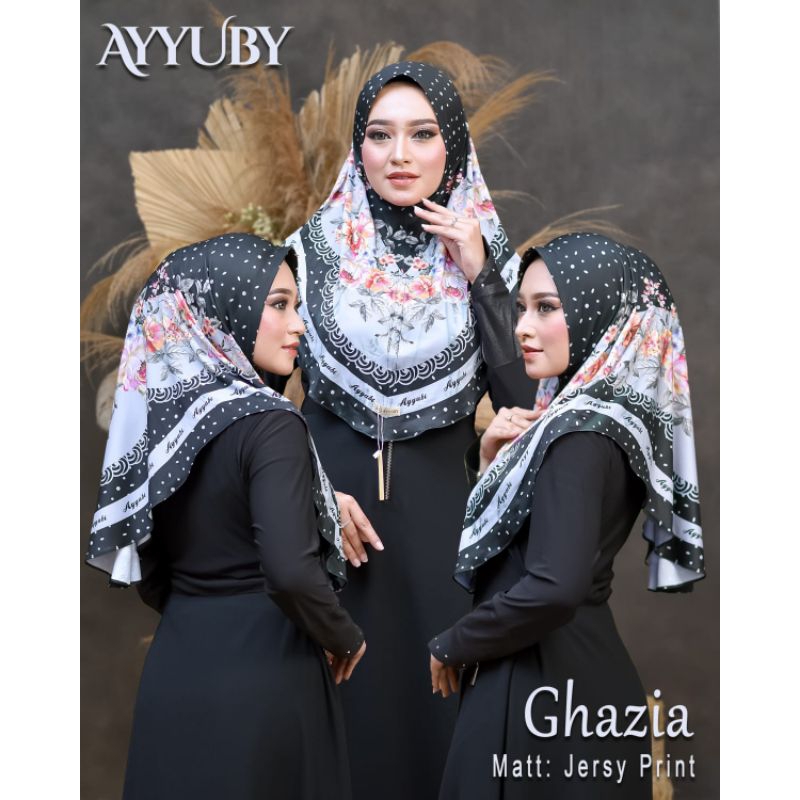 ghazia ayyuby jilbab instan bergo Malay Jersey sublime print premium