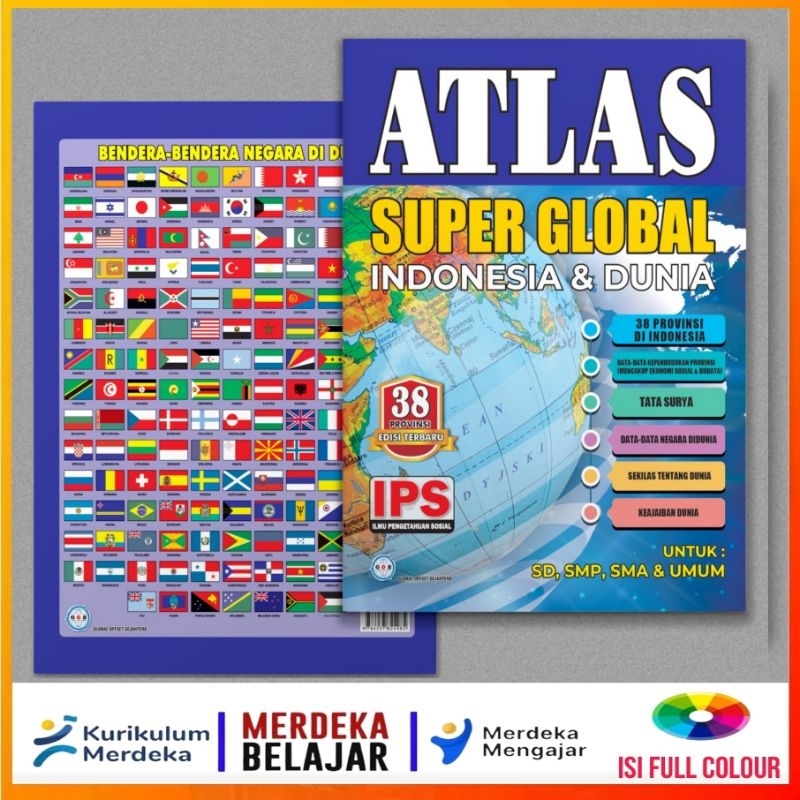 Global Offset Buku Atlas Super Global Indonesia & Dunia 38 Provinsi Indonesia Terbaru ukuran besar
