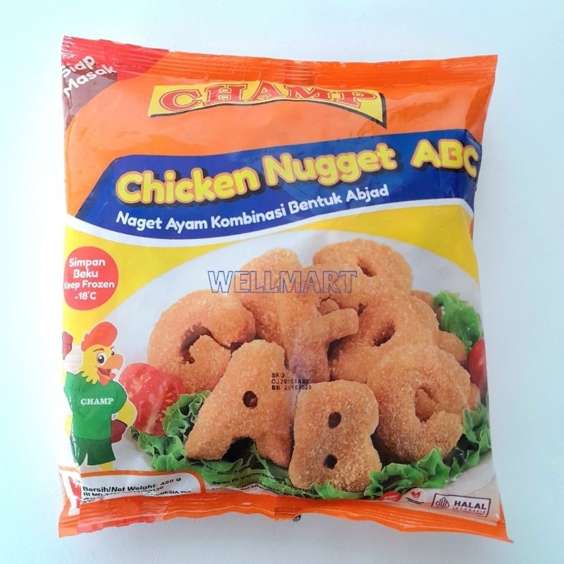 

Champ Chicken Nugget ABC 450gr Naget Ayam Kombinasi Bentuk Abjad