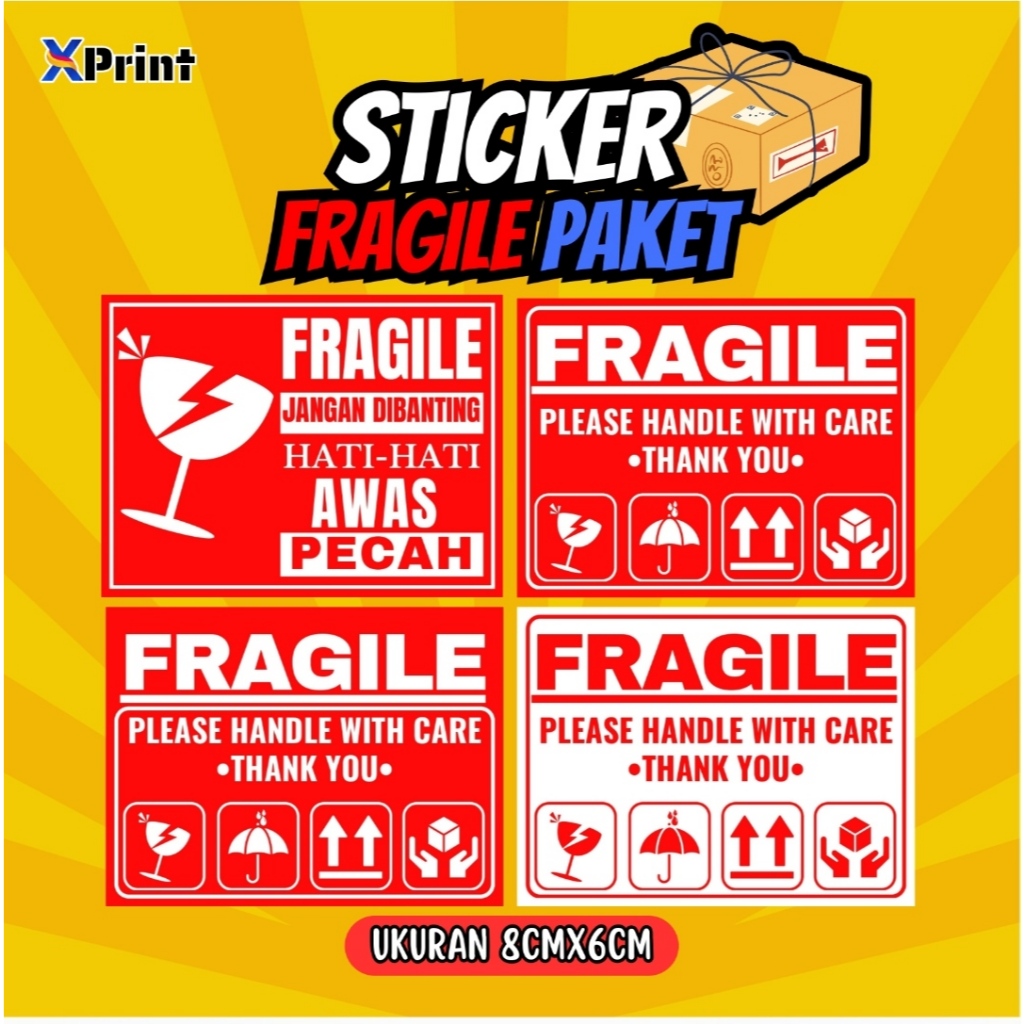 

[100 pcs] Sticker label fragile sticker fragile paket sticker fragile pengiriman