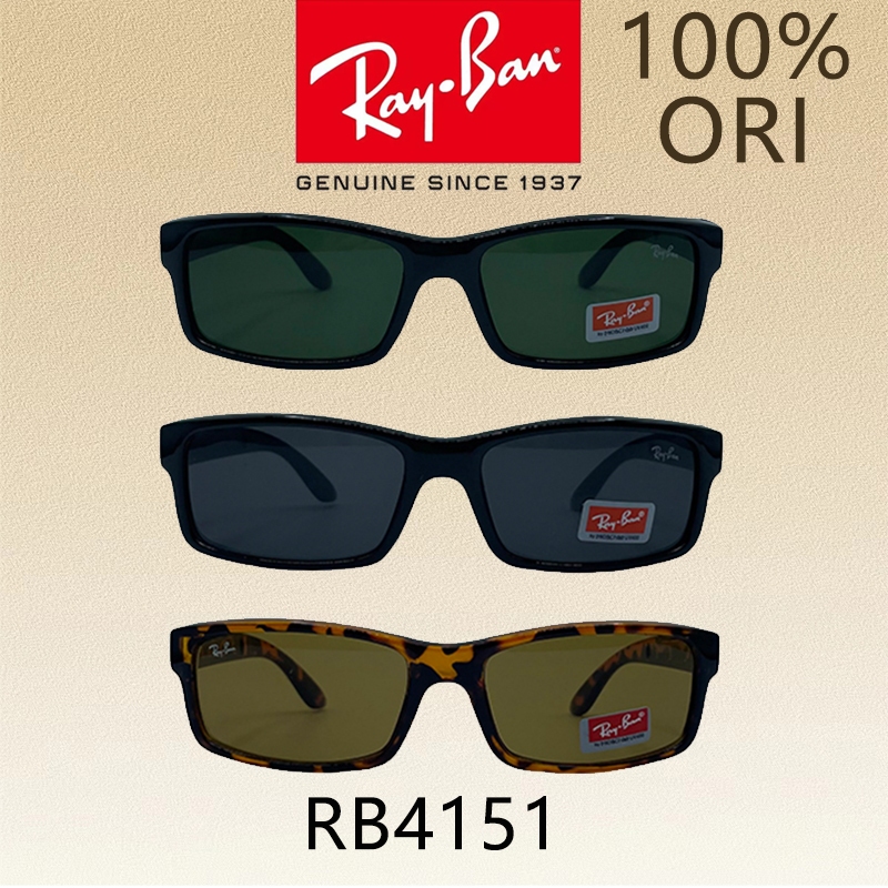 [100% Original]Ray-Ban Sunglasses Square RB4151 Global Fitting men/women Black Green Silver Gold Gre