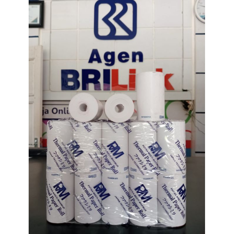 

kertas thermal logo BRI ukuran 57X31/12meter