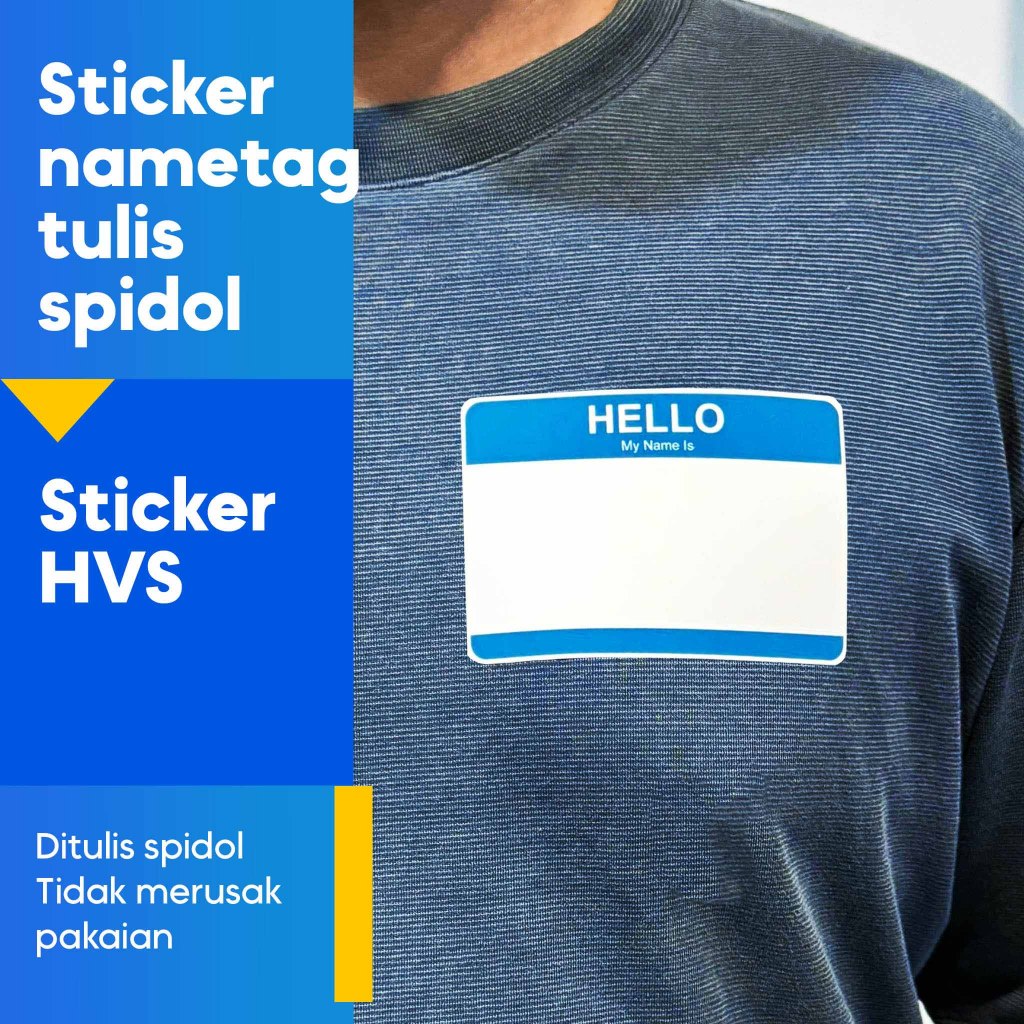 

Cetak Sticker Name Tag Hello My Name Is, Bisa Tulis Spidol, Sticker Nama Perkenalan