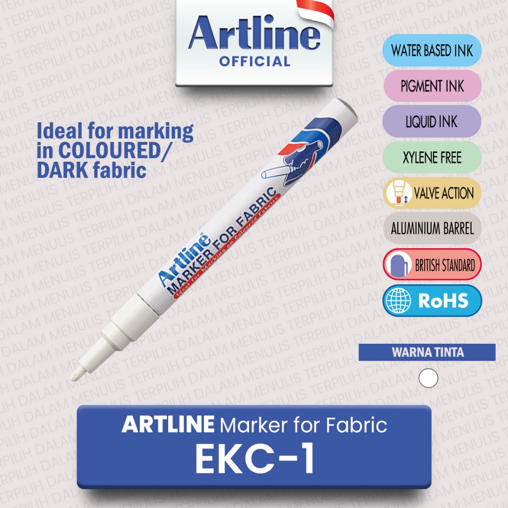

(LIVE) ARTLINE Spidol Baju Kain Marker for Fabric EKC-1 2