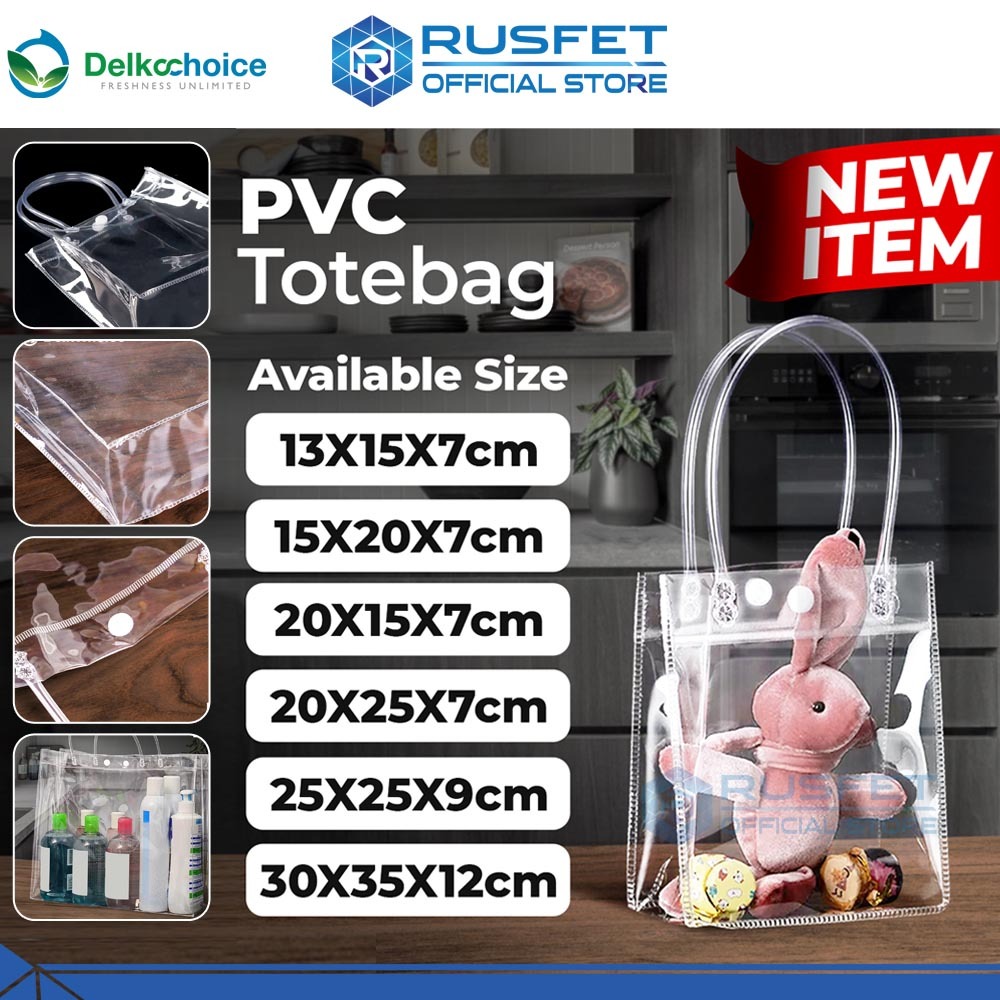 

PVC TOTE BAG Tas Mika Transparan Goodie Bag Hampers Souvenir Ulang Tahun Snack Bening Polos DELKOCHOICE