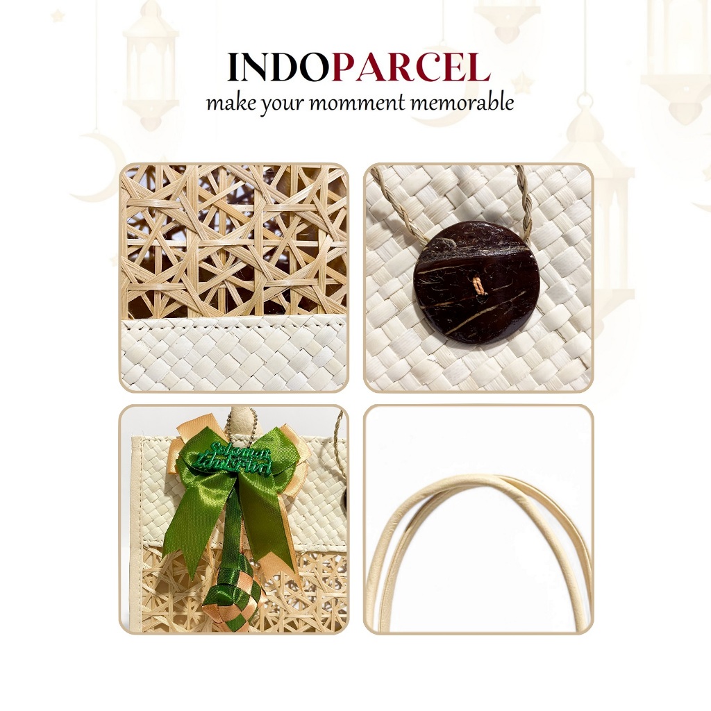 

iDk90 INDOPARCEL - Tas Hampers Lebaran Anyaman Pandan Kombinasi Anyaman Bambu Bungkus Kemasan Tas