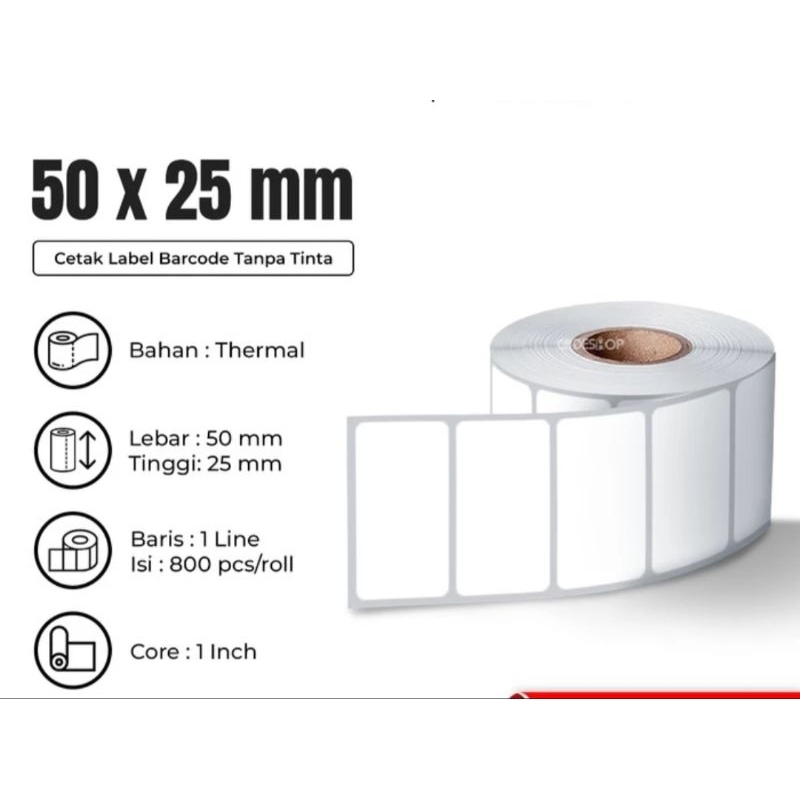 

|Label Thermal ukuran 50x25cm isi 800
