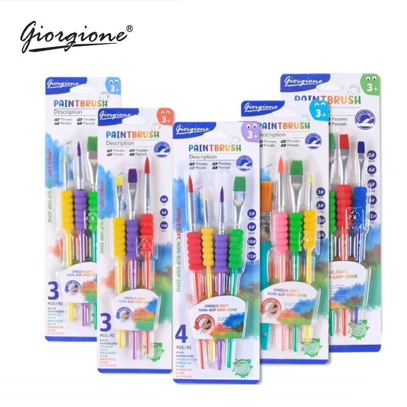 

GIORGIONE Art Brush With Handle G-180 isi 3 pcs Round Flat Kuas Lukis Anak Set