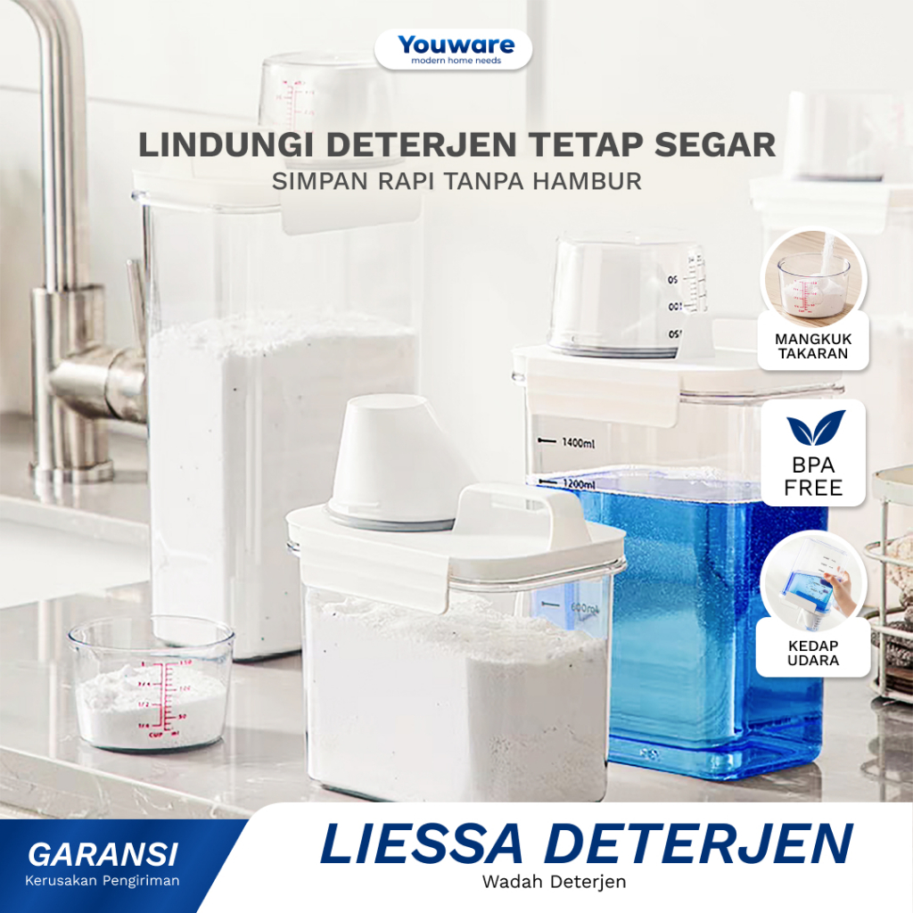 Youware - Liessa Botol Deterjen Cair Bubuk Transparan Aesthetic Premium Anti Tumpah Anti Bocor