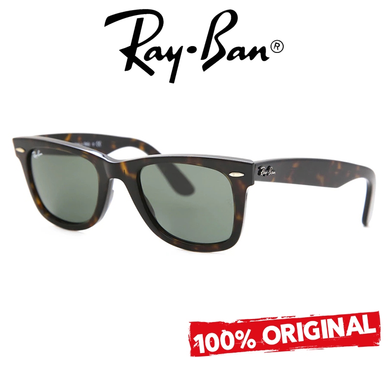 【Ready Stock】Kacamata Hitam Ray-Ban Original Wayfarer RB2140 Tortoiseshell Green Unisex Sunglasses