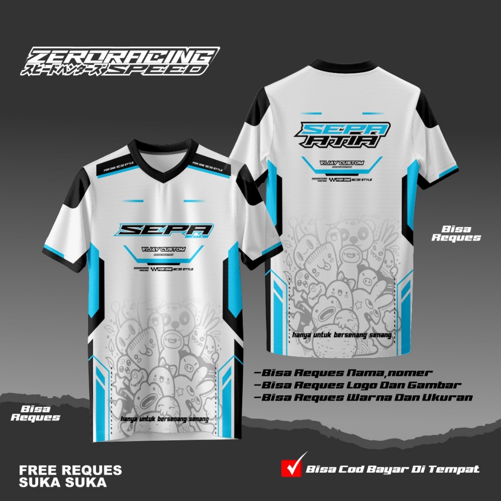 Kaos Baju Jersey Racing Custom Balap Road Race  GANTI NAMA NOMER Jersey Racing Team Full Printing