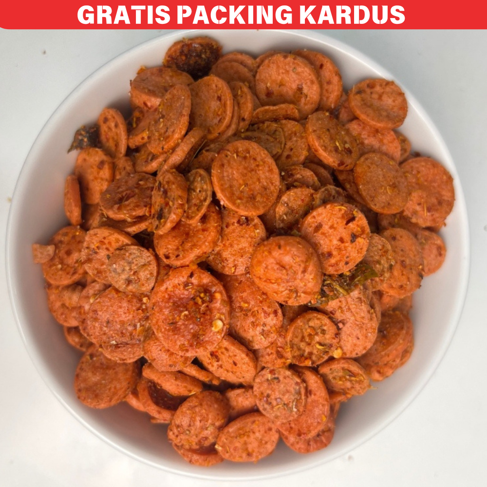 

snack kiloan keripik sosreng sosis goreng pedas 125 gram makanan ringan cemilan camilan jajanan