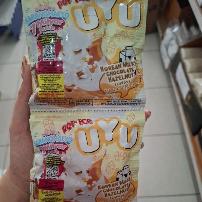 

Pop Ice Uyu Korean Milky Chocolate Hazelnut isi 10 sachet