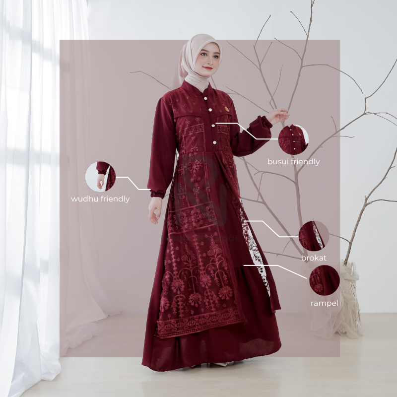 Gamis Brokat Elegan Pesta Muslimah Premium-8