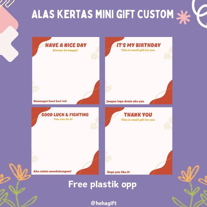Alas Kertas Mini Gift |Desain A| Alas Kertas Packing Custom| Kertas Mini Gift