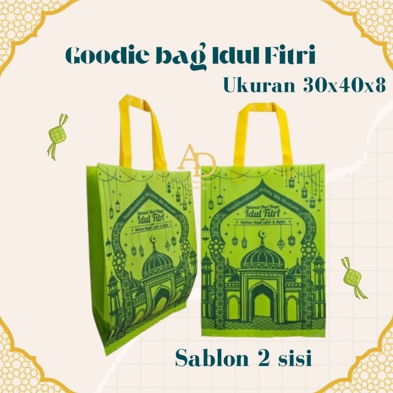 

Goodie bag lebaran[LUSINAN ISI 12pcs] 30x40x8- Tas spundbond