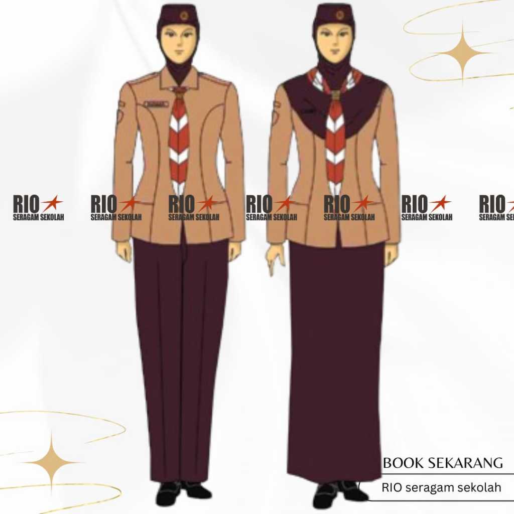 PRAMUKA PEMBINA WANITA BAJU PRAMUKA PEMBINA GURU PUTRI PANJANG BAHAN RAPILO RAFILO SERAGAM PRAMUKA