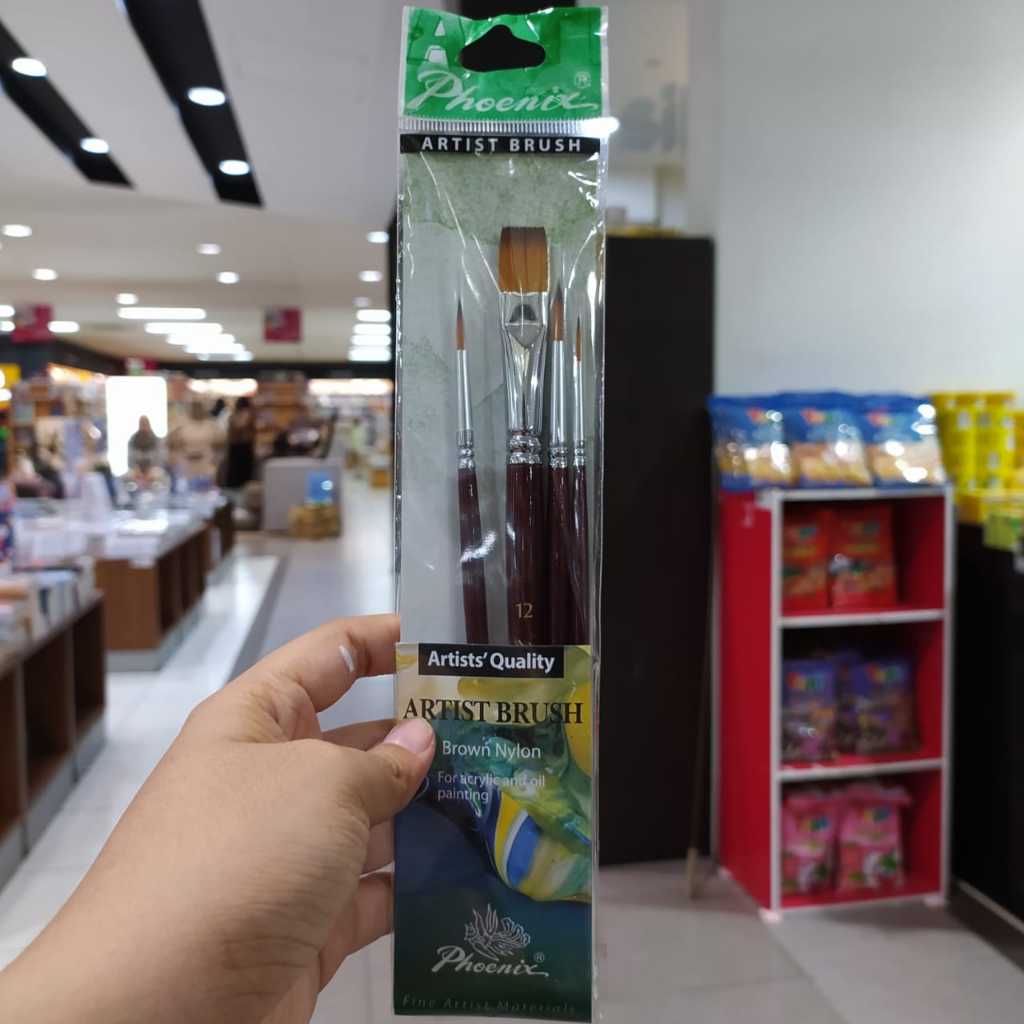 

GRAMEDIA KEDIRI - PHOENIX KUAS 4PCS/SET NYLON SHORT ROUND 1,4,6 FLAT 12