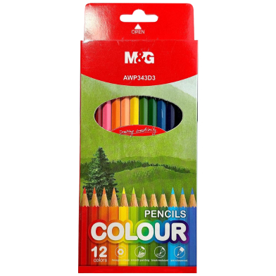 Pensil Warna Panjang M&G HEX 12 Color Pencil