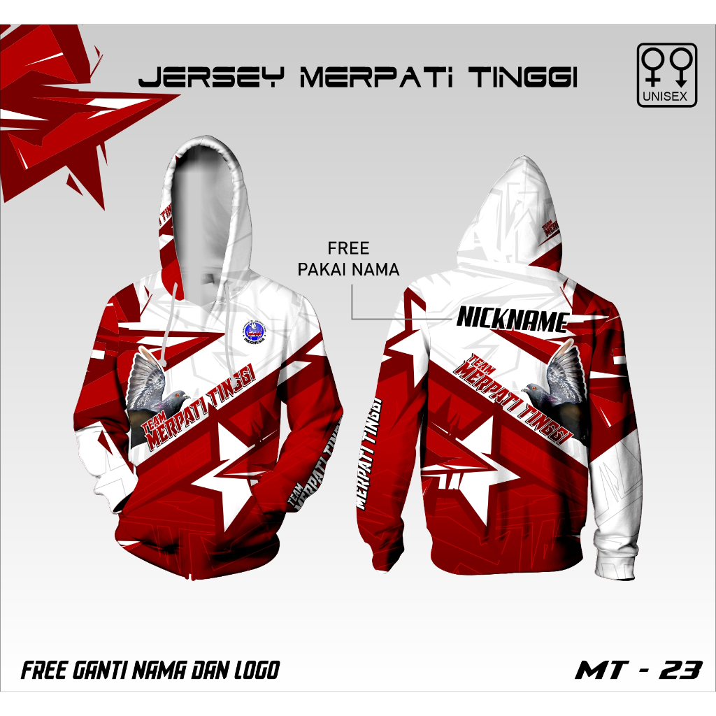 Hoodie baju team merpati kaos burung dara jersey burung merpati PMTI lengan panjang
