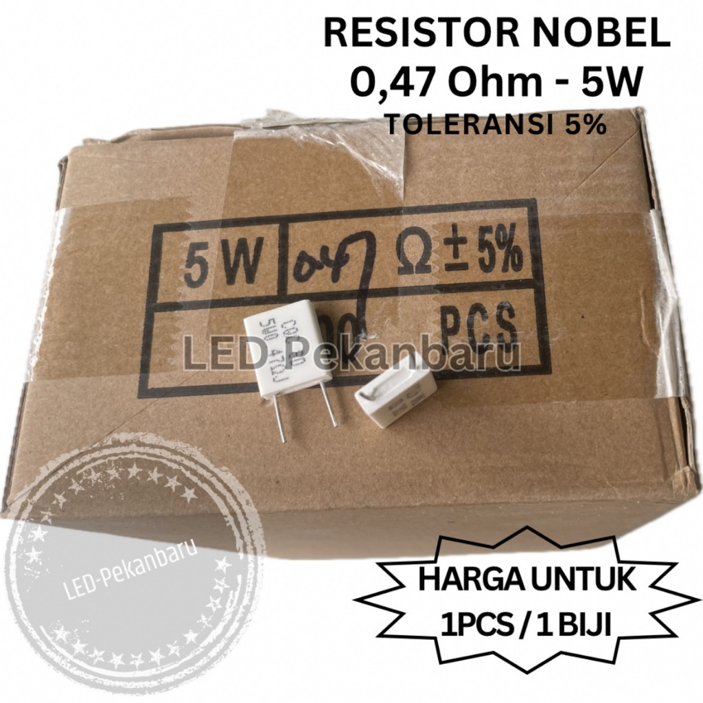 RESISTOR NOBEL 5W 0,47 OHM 0,47R 0,47ohm 0.47 0.47R 0.47OHM 5 WATT R BATU / KAPUR / CARBON CQC  TOLE