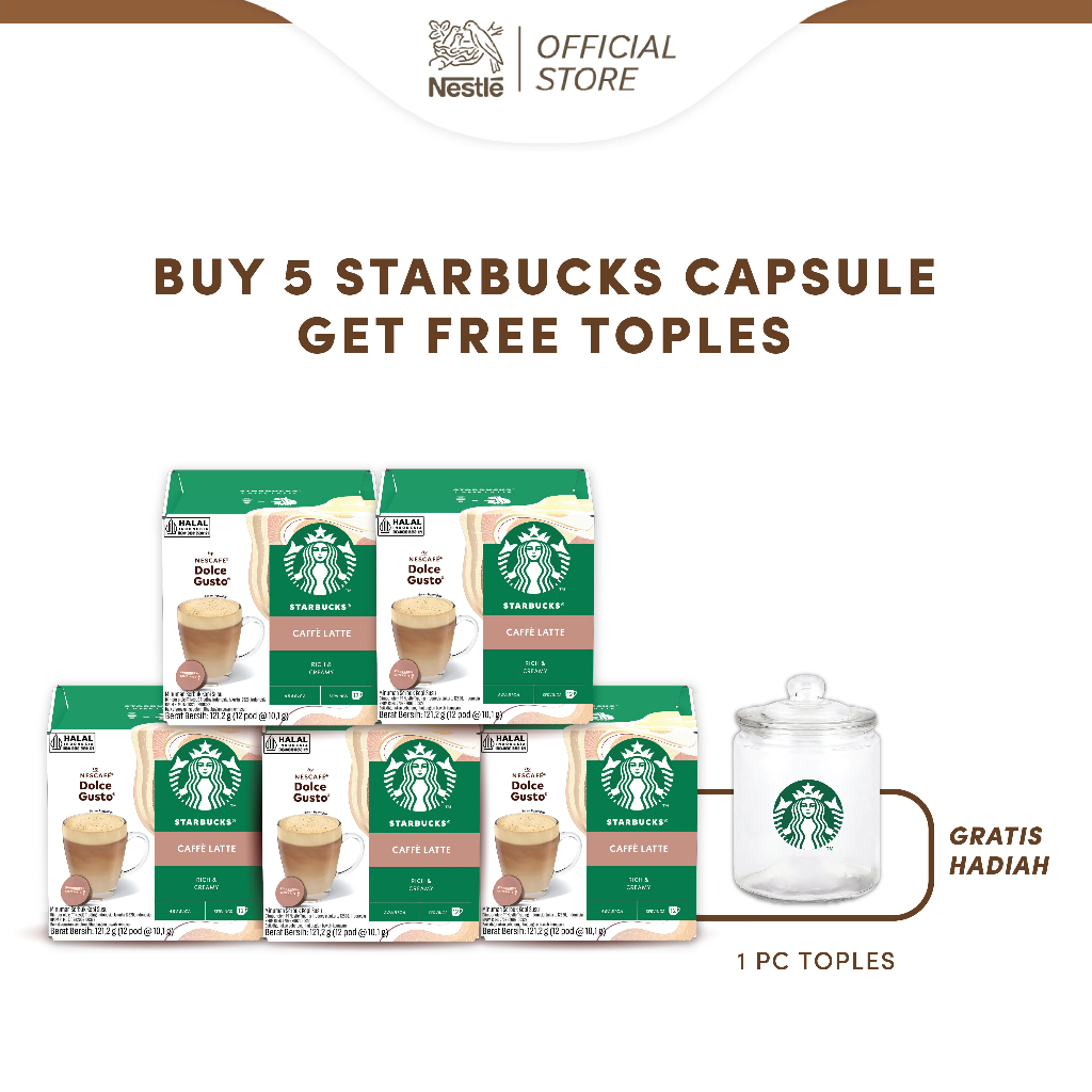 

STARBUCKS® Caffè Latte by NESCAFE DOLCE GUSTO® (5 x 12caps) Get Free Jar